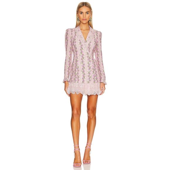 LoveShackFancy Moonstone Floral Blazer Dress - M Blushing Pink - Picture 5 of 7